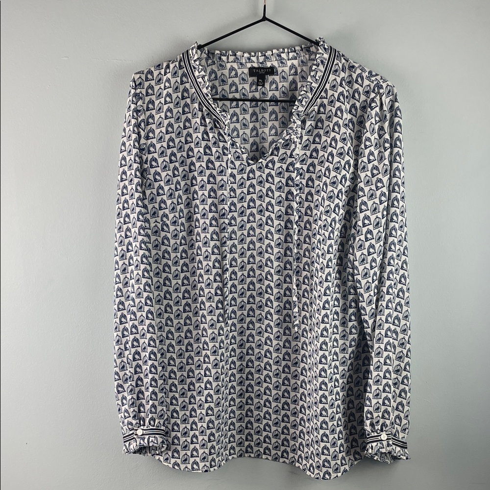 Talbots Bird Cage Blouse Size M Petite